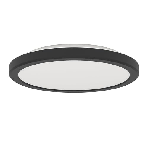 Eglo LED Office Ceiling Light Fixture Testara-E, Ø 21 cm, 1600 lumens, Black Flush Mount lamp for Kitchen, Round Lighting, Neutral White