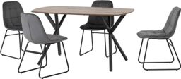 Seconique Athens Dining Table Set with 4 Lukas chairs in Medium Oak/Grey