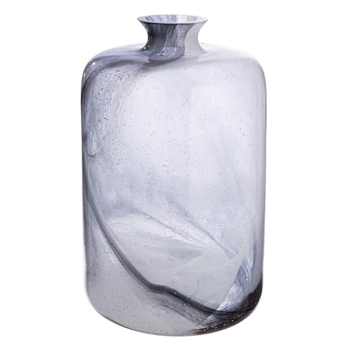 GILDE Glass Fumo Collar Vase Height 32 cm x Diameter 20 cm Black/White Decorative Vase