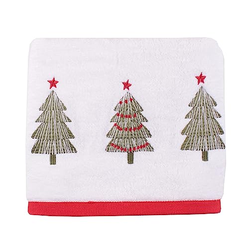 Fusion Christmas - Christmas Trees - 100% Cotton Hand Towel (2 pack) - 50 x 90cm in White, (CXLWETX2ZU)