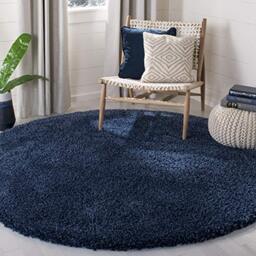 Safavieh Shaggy Indoor Woven Round Area Rug, California Shag Collection, SG151, in Navy, 122 X 122 cm for Living Room, Bedroom or Any Indoor Space