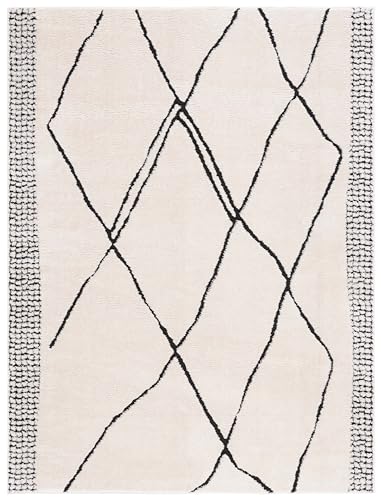 Safavieh Boho Rug for Living Room, Dining Room, Bedroom - Melody Collection, Short Pile, Ivory and Black, 122 x 183 cm