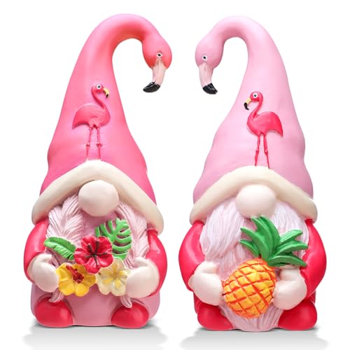 Shappy 2 Pcs Christmas Flamingo Gnomes Decor Christmas Gnomes Decor Beach Tropical Tiered Tray Kitchen Table Home Decoration Small Statue Flamingo Lovers Gifts Summer Decorations for Home