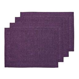 Solino Home 100% Pure Linen Placemats Grape, Athena 14 x 19 in, Set of 4 - for kitchen, dining, table setting, indoor outdoor, gifting, OEKO-TEX Certified - Fall, Halloween, Thanksgiving, Christmas