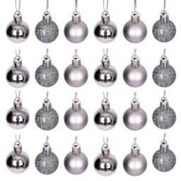 30mm/24Pcs Christmas Baubles Shatterproof Mid Grey, Christmas Tree Decorations Ball Ornaments Balls Xmas Hanging Decorations Holiday Decor - Shiny,Matte,Glitter