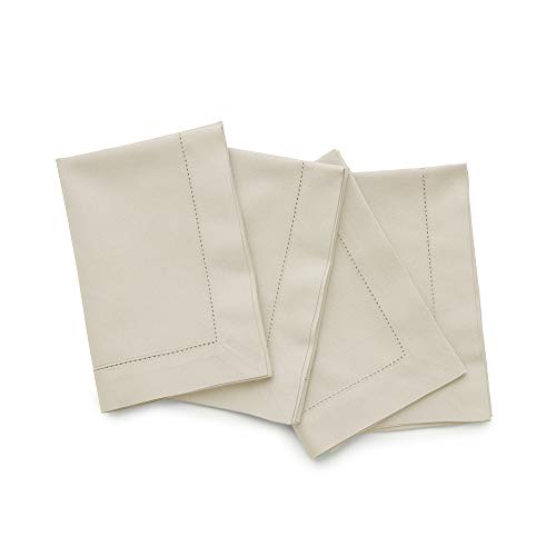 Solino Home - Linen Cotton Linen Cloth Napkins, Set of 4, Openwork Hem Napkins 51 x 51 cm for Fall, Halloween and Thanksgiving Hand Made and Machine Washable
