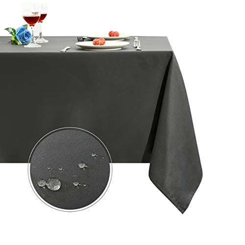 Obstal Rectangle Table Cloth, Oil-Proof Spill-Proof and Water Resistance Microfiber Tablecloth, Decorative Fabric Table Cover for Outdoor and Indoor Use (Grey, 60 x 84 Inch)