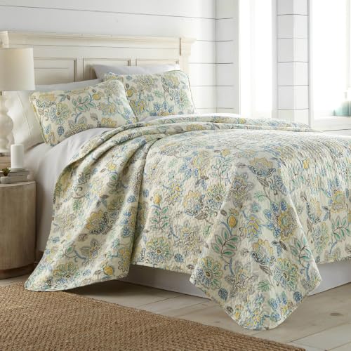 Southshore Fine Living, Inc. Oversized Bedding Quilt, Boho Twin Quilt Bedding Set, Soft Coverlet 2-Piece Set with One Matching Quilted Pillow Sham, All Season Twin/XL Quilts, Cream