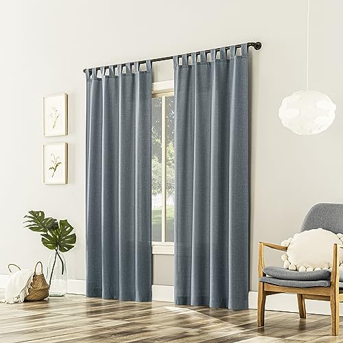 "No. 918 Trevor 2-Pack Heathered Texture Semi-Sheer Tab Top Curtain Panel Pair, 40"" x 63"", Storm"