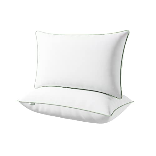 Novilla Bedding Pillows 2 Pack Hotel Quality Cushions - Machine Washable Cover - 100% Luxury Microfiber Filling Back and Side Sleepers - 16″ x 32″ (40 x 80cm) Double Border