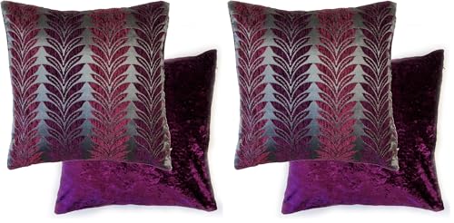 Emma Barclay Willow - Cushion Cover in Plum - 17x17 (43x43cm) (Pack of 2)
