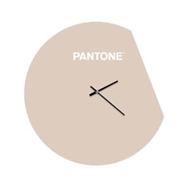 Homemania Moon Round Wall Clock for Living Room Kitchen Office Sand White Metal 40 x 0.15 x 40 cm, Dimension du Produit: L40xP0,15xA40 cm, 1,4 kg