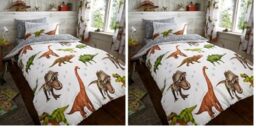 GC GAVENO CAVAILIA Kids Printed Duvet Cover & Sheet Set, Easy Care Polycotton Children Bedding, Single, Dinosaur (Pack of 2)