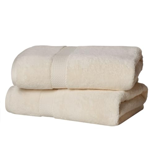 Superior 900 Gram 100% Premium Long-Staple Combed Cotton 2-Piece Bath Towel Set, Cream