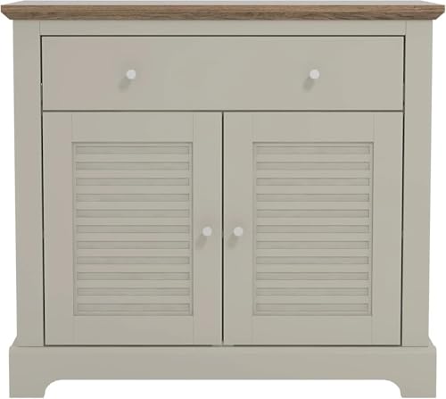 GFW Salcombe Compact Sideboard Light Grey Storage Cabinet Living Room Furniture