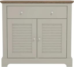 GFW Salcombe Compact Sideboard Light Grey Storage Cabinet Living Room Furniture