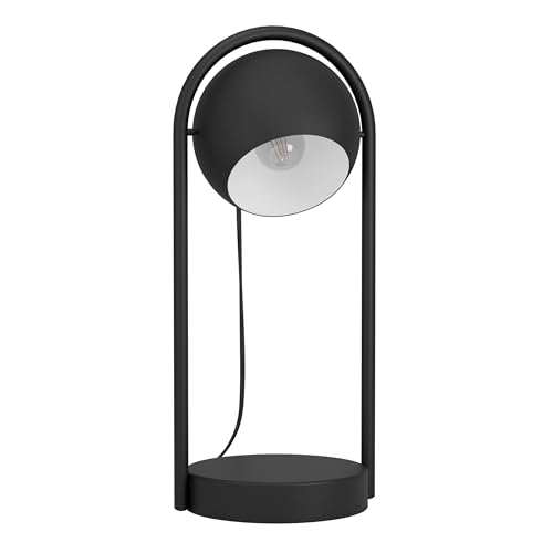 Eglo Bedside lamp Murnia, Side Table Light in New Nordic Design, Living Room and Bedroom Lighting Made of Black and White Metal, E14 Socket