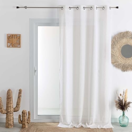 HomeMaison.com Muslin Net Curtain – Blackout Net Curtain – White – Net Curtain 140 x 240 cm