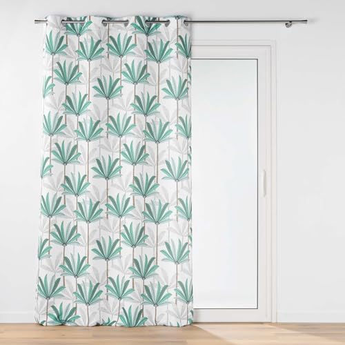 Douceur d'Intérieur, Eyelet Curtain (140 x 260 cm) Oasis, Printed Polyester