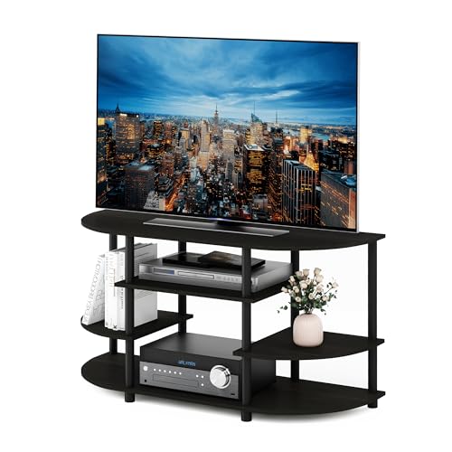 Furinno JAYA TV Stand, Simple Design Corner Entertainment Center, TV Console for TV up to 46 Inch, for Living Room, Bedroom, Espresso