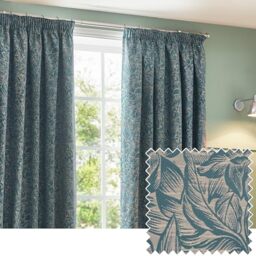 furn. Wylder Nature Grantley Jacquard Pencil Pleat Curtain - 2 Panels - Width x Drop - 229 x 137cm (90 x 54) - Wedgewood