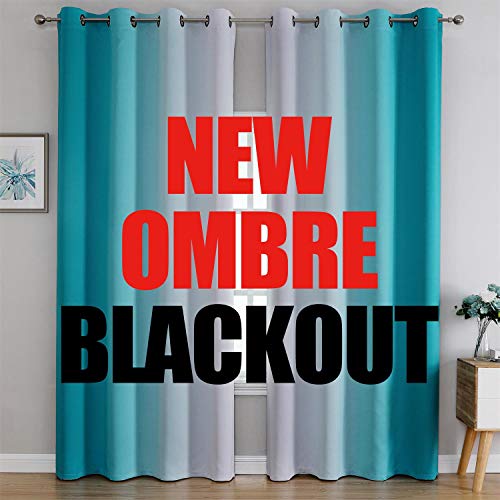 G2000 Blackout Curtains & Drapes for Bedroom Living Room 95 Inches Long Turquoise and Greyish White Room Darkening Window Treatments Ombre Thermal Insulated Light Blocking Grommet Backdrop 2 Panels