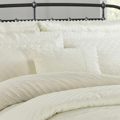 Rapport Home Richmond Ivory Boudoir Cushion - Luxury Embroidered Decorative Pillow Cotton Blend Cover with Polyester Filling - 30x50cm - Ivory