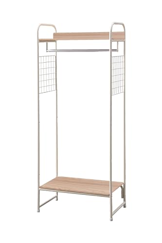 Amazon Brand- Movian Clothes MDF metal garement accessories support-Garment Rack PI-B4-light oak and white, 64 x 40 x 150 cm