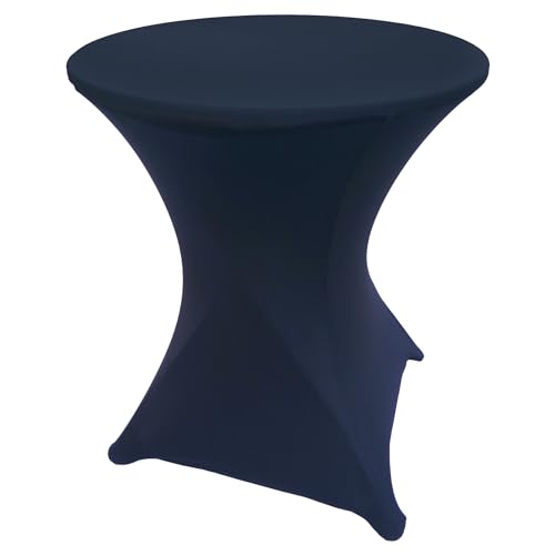 Goldstream Point Navy Blue 24 Inch Round x 30 Inch Tall Spandex Cocktail Table Cloth Folding Cover Stretch
