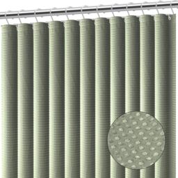Clara Clark Sage Green Shower Curtain - Waterproof Shower Curtains for Bathroom, Waffle Shower Curtain Fabric, Bathroom Curtain, Fabric Shower Curtain 180 x 180 cm (71 x 71 Inch), Shower Curtain