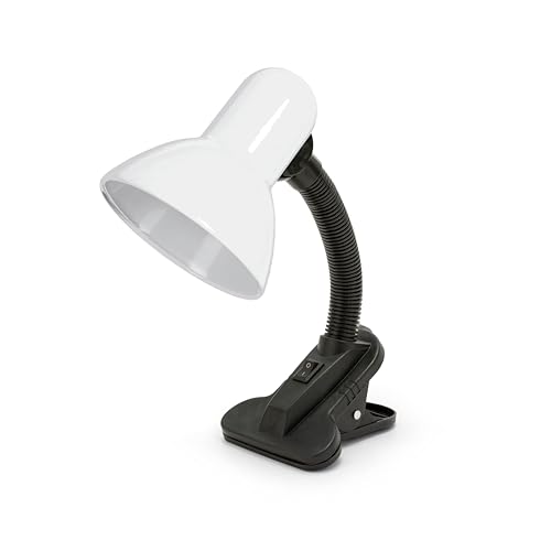 VELAMP Table Lamps and with Charleston Lenses Table Lamp with Clip, E27, 6 watts, White