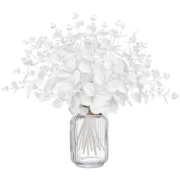 Yen Jean 14PCS White Eucalyptus Artificial Faux Flowers for Decoration - Fake Silk Stems in Vase Christmas Holiday Winter Wedding Home Decor