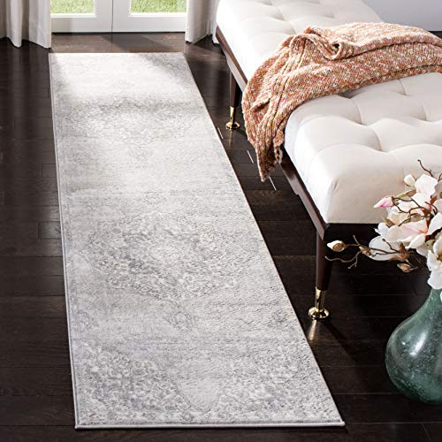 SAFAVIEH Traditional Rug for Living Room, Dining Room, Bedroom - Brentwood Collection, Short Pile, in Grey and Ivory, 61 X 244 cm