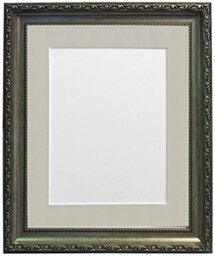 FRAMES BY POST Shabby Chic Picture Photo Frame, Plastic, Silver with Light Grey Mount, 12 x 10 Image Size 10 x 8 Inches