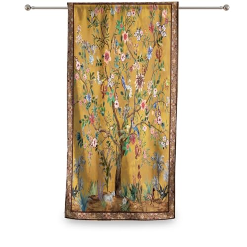HMS Happy Memories Rod Pocket Door Curtains Thermal Insulated Room Darkening Curtains Blackout Floral Style Drapes Window Curtain 1 Panel for Living Room Bedroom Kitchen
