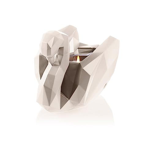 CONCRETTE Table Decoration Candle Holder Made of Concrete 17 x 11.2 x 14 cm – Light Beige Decorative Candle Holder in the Shape of a Swan – Candle Stand – Candle Stand