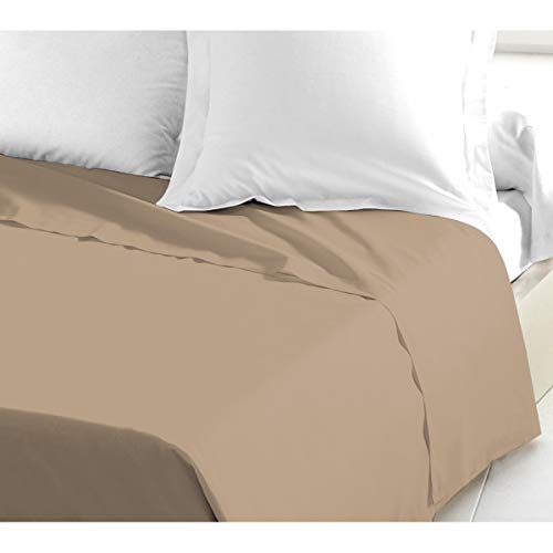 Home Linge Passion Flat Sheet 180 x 290 cm – 100% Cotton 57 Thread Count – Dark Beige – Soft, Durable, Easy Care – Oeko-TEX Certified