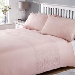 My Home Layla Blush Duvet Set,floral Pinsonic cuff detail,matching pillows LAYLAX-DOUB-BLSH