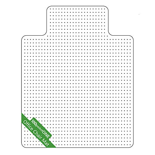 100pointONE Office Chair Mat for Carpeted Floors, Easy Glide Transparent Thick Mats for Desk Chairs (53'' X 45'' with Lip)