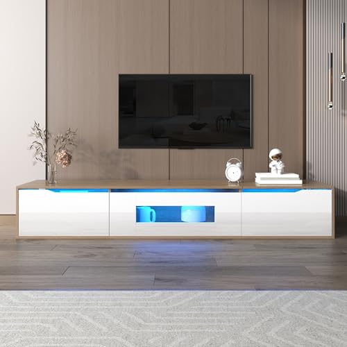 Ball & Cast Cabinet, High-gloss TV Unit, TV Stand Cabinet with 4 LED lighting Modes & 16 Colors, Wall Mounted/Floor Mounted, 180 * 35 * 30 cm