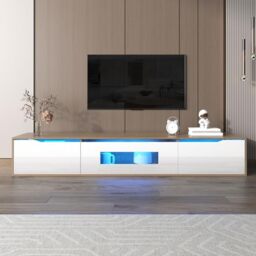 Ball & Cast Cabinet, High-gloss TV Unit, TV Stand Cabinet with 4 LED lighting Modes & 16 Colors, Wall Mounted/Floor Mounted, 180 * 35 * 30 cm