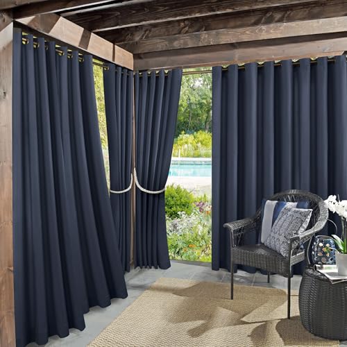 "Sun Zero Marina Indoor/Outdoor UV Protectant Energy Efficient Grommet Curtain Panel, 54"" x 84"", Navy Blue"
