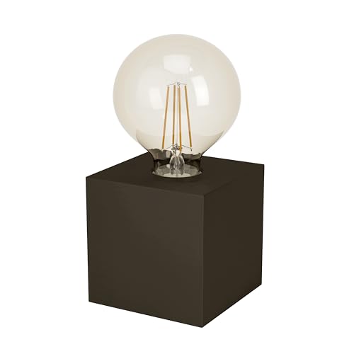Eglo Bedside lamp Prestwick 1, Industrial Table Light Made of Dark Bronze Metal, Living Room Lighting with Switch, E27 Socket