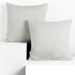 DecoKing Set of 2 Pillowcases 40 x 40 cm, Jersey Knit, 100% Combed Cotton, zip closure, color Silver, Amber