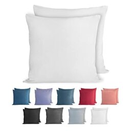 Komfortec 100% cotton cushion covers, set of 2, 40 x 40 cm, super soft premium jersey pillowcase, 150 g/m², cushion cover, white