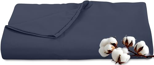 Royale Linens 300 Thread Count 100% Long Staple Combed Cotton Flat Sheet - Super Soft - Top Sheets - Queen Flat Sheet Sold Separately - Breathable, Cool & Crisp Percale Sheets Only (Queen, Navy)