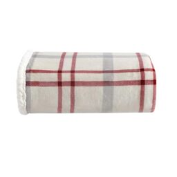 Eddie Bauer - Throw Blanket, Super Soft Reversible Sherpa Fleece Bedding, Ideal Christmas & White Elephant Gifts, Cozy Plaid Home Decor (New Castle Red, Throw)