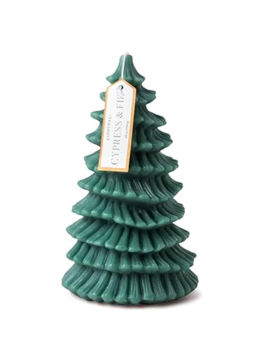 Paddywax Holiday Candles Cypress & Fir Totem Christmas Tree Shaped Scented Candle, 20cm Tall, Green