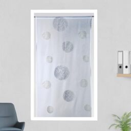 Homemaison - 5 Worlds Round Embroidered Muslin Net Curtain - Polyester - Rod Pocket Hem - Living Room Bedroom Window Use - 90 x 210 cm - White