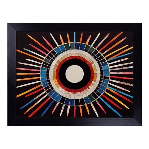 Lap Tray with Bean Bag Cushion, Mind Boggling Modern Abstract Art - Handmade in the UK, Raised Wooden Edge, Padded Cushion, Heat-Resistant Wipe-Clean Surface, for Meals, Laptops and Crafts